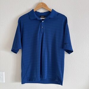 Nike Golf Polo Shirt Dri-Fit Striped Blue Men's Sz M Golf Preppy Breathable
